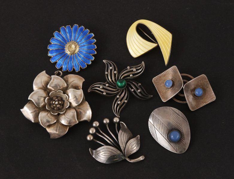 Broscher 7st, silver/sterlingsilver