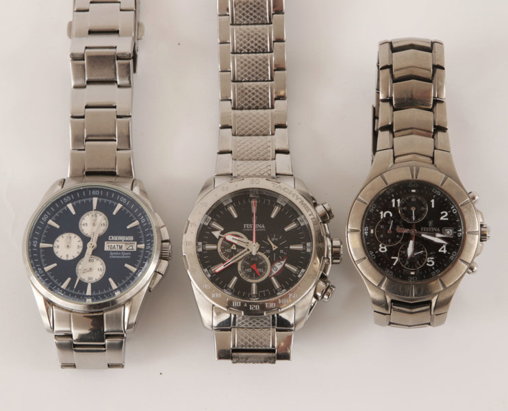 Herrarmbandsur 3st, Festina samt Champion