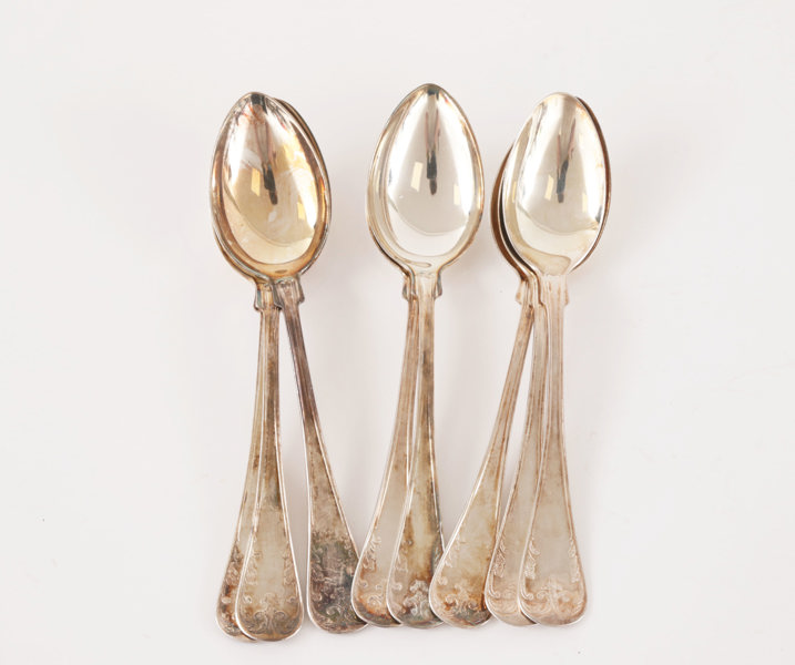 Bordsskedar 8st, silver, "Gammal Fransk", GAB 