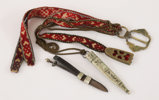 Bälte med nålhus och kniv, daterat 1873