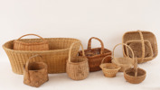 Flätade korgar 12st, bl.a. 1800-tal