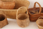 Flätade korgar 12st, bl.a. 1800-tal