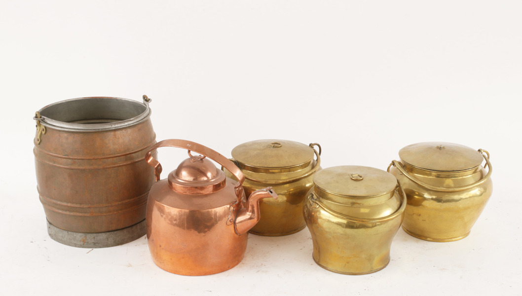 Mässing- och kopparföremål 5 delar