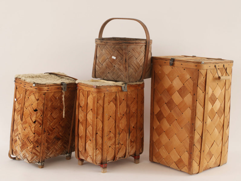 Flätade kontar och korg 4 delar