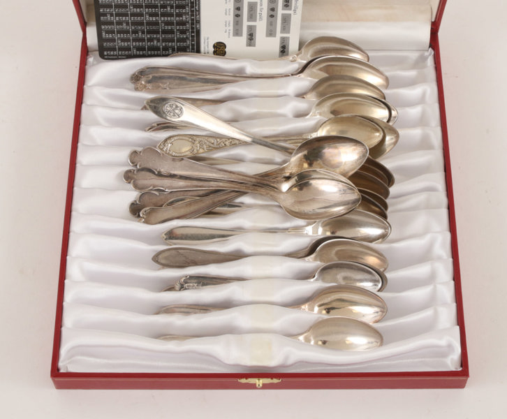 Parti kaffeskedar i silver