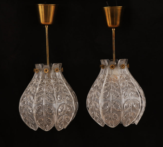 Taklampor ett par, Carl Fagerlund för Orrefors, 1900-talets andra hälft