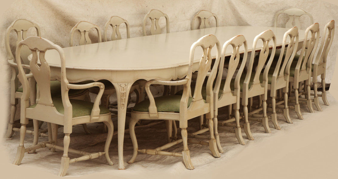 Matsalsmöblemang 15 delar, rokokostil, 1900-tal