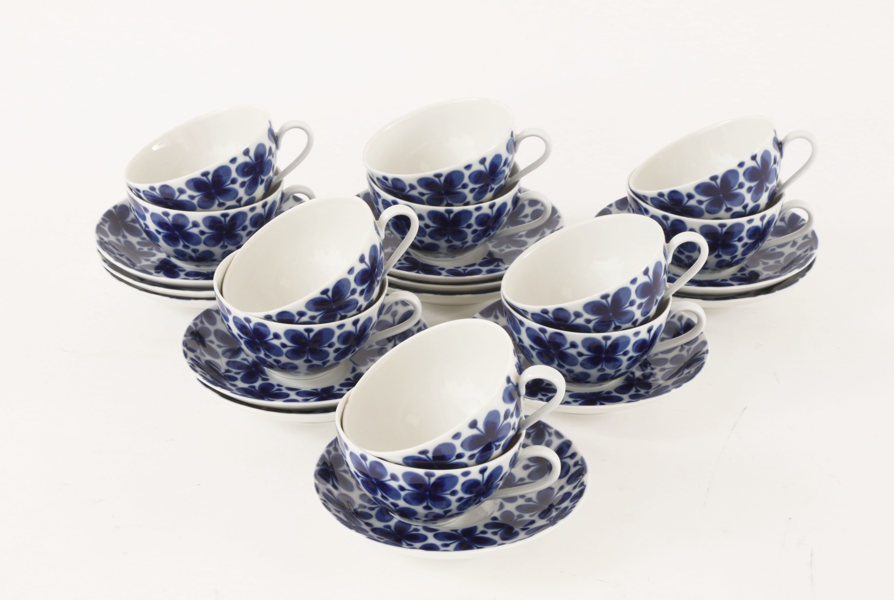 Tekoppar med fat 12st, "Mon Amie", Marianne Westman för Rörstrand