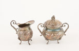 Sockerskål och gräddkanna, silver, rokokostil, 1900-tal