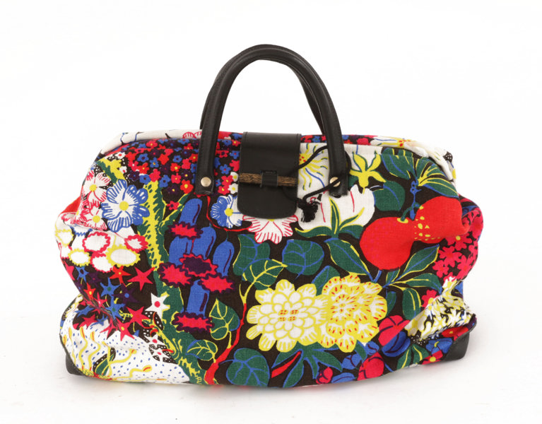 Handväska med textil av Josef Frank, Svenskt Tenn