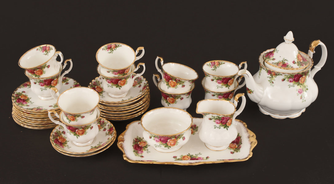 Kaffeservis, "Old Country Roses", Royal Albert, England