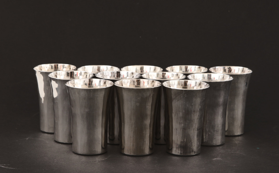 Supkoppar 12st, silver, MGAB, 1969