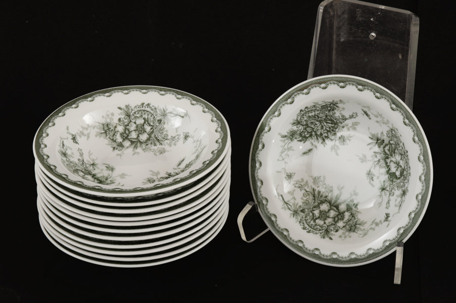 Frukostskålar 12st, "Grön Anna", Rörstrand, 2000-tal