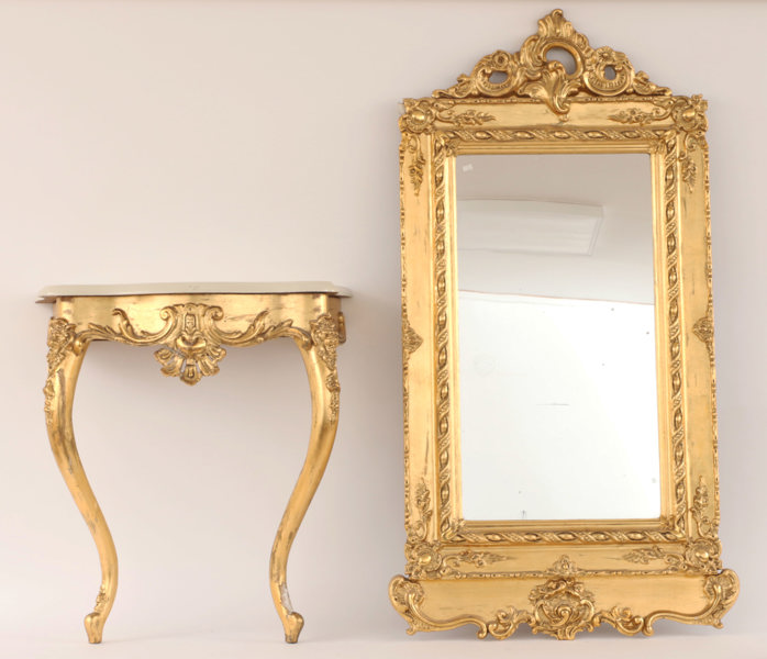 Spegel med konsolbord, nyrokoko, 1800-talets andra hälft