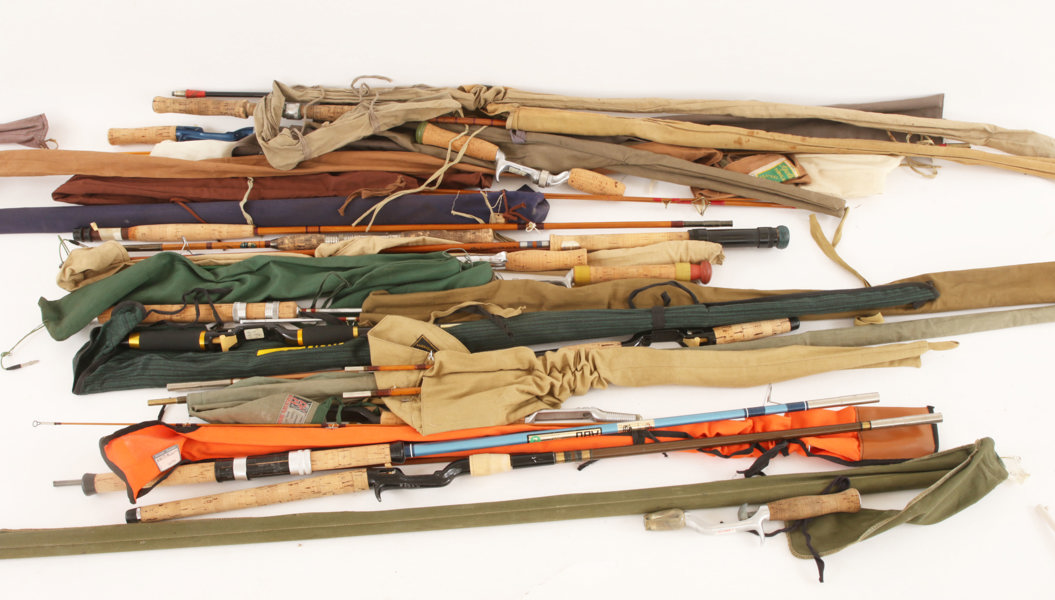 Parti fiskespön och delar, bl.a. Arjon, ABU