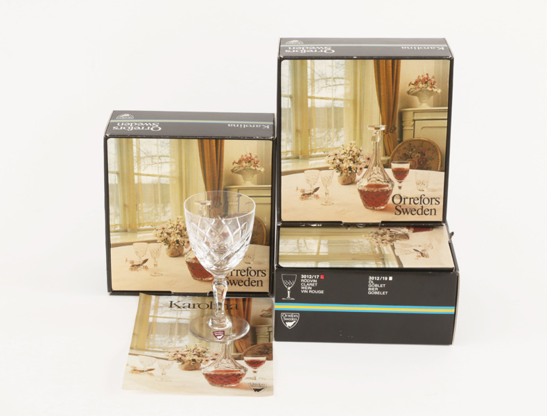 Rödvinsglas 6st, "Karolina", Gunnar Cyrén för Orrefors