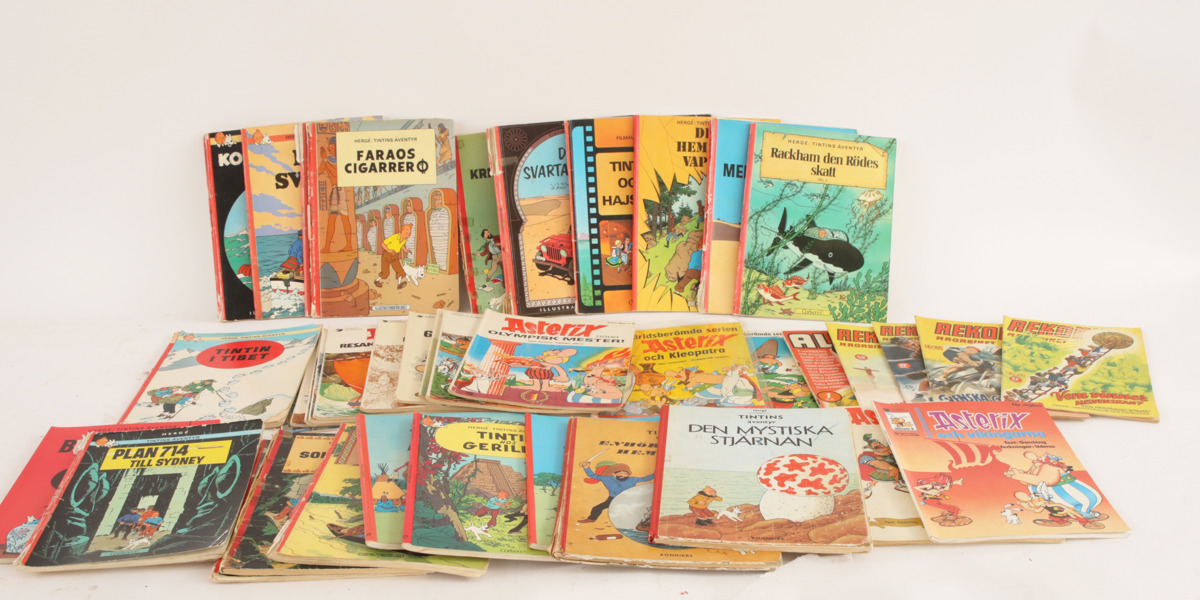 Parti serietidningar och serieböcker