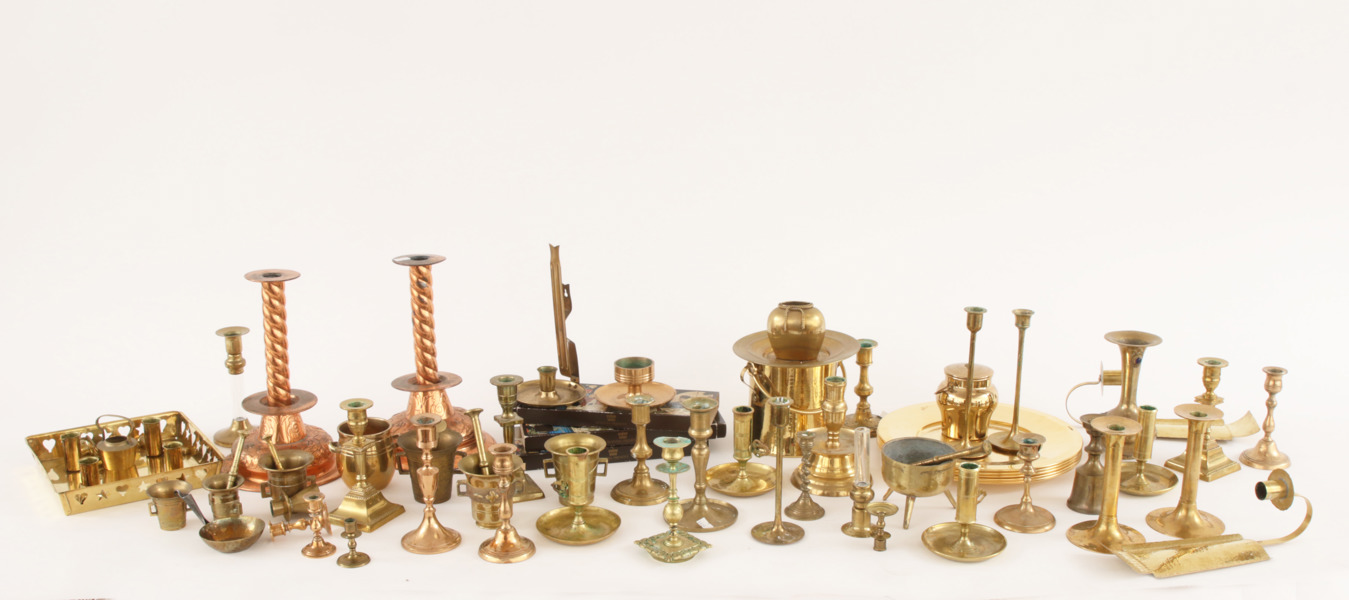 Parti mässingsföremål, m.m. bl.a. Skultuna