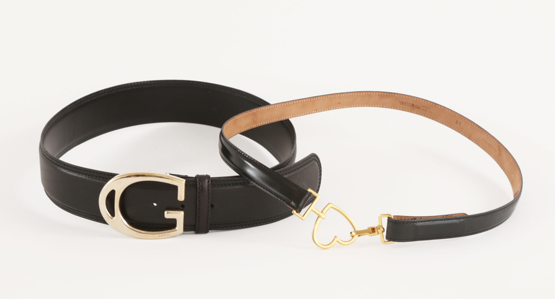 Skärp 2st, Gucci samt Moschino