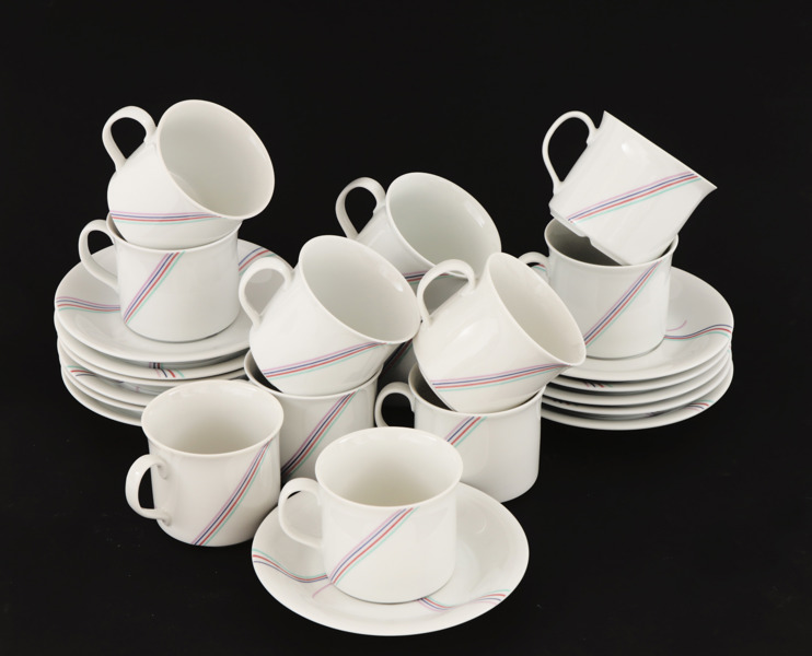 Kaffekoppar med fat 12st, "Rainbow", Bertil Vallien för Rörstrand