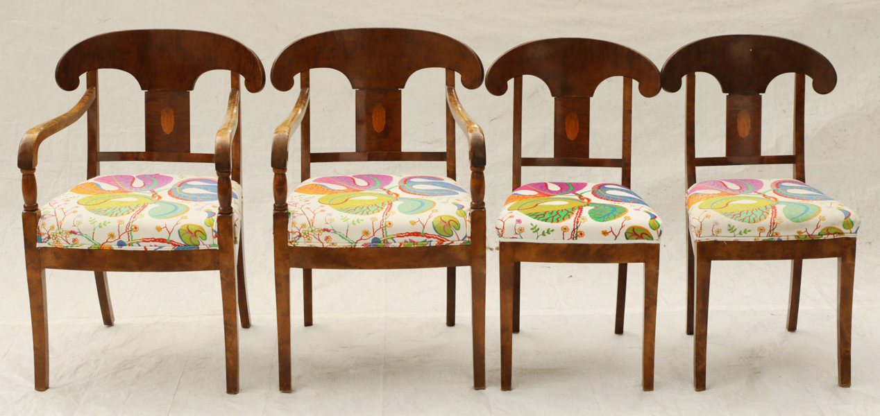 Karmstolar ett par samt stolar ett par, Karl Johan stil