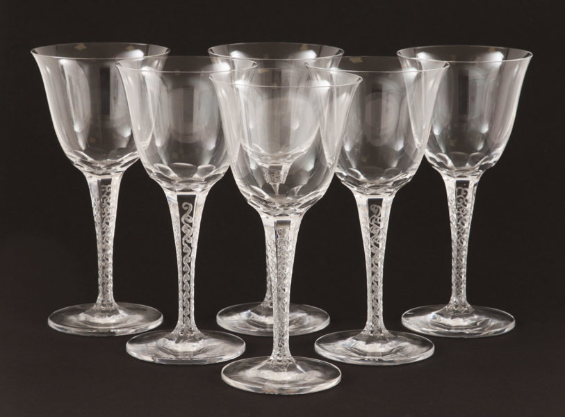 Rödvinsglas 6st, "Treves", Lalique, Frankrike