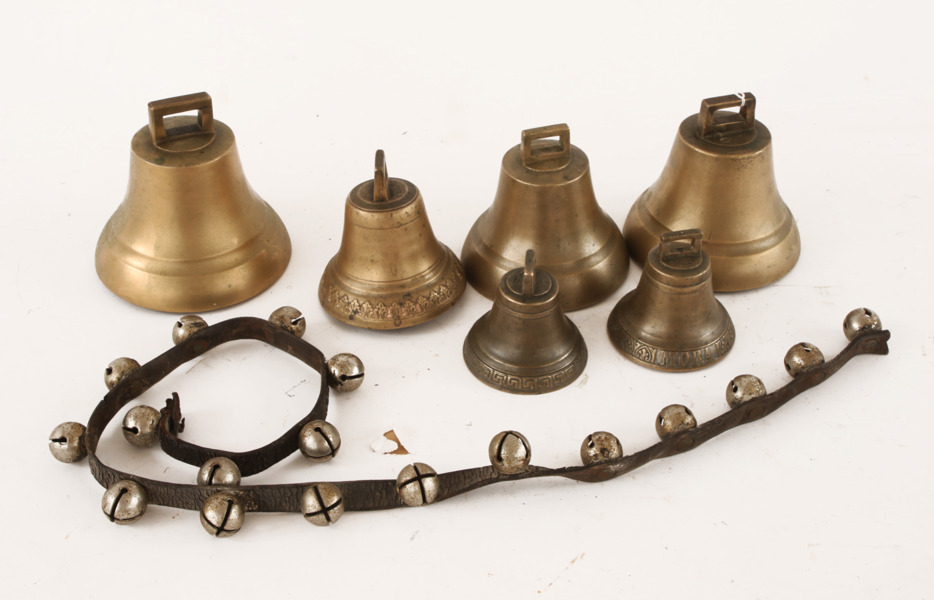 Pinglor 6st samt bjällerkrans, 18/1900-tal