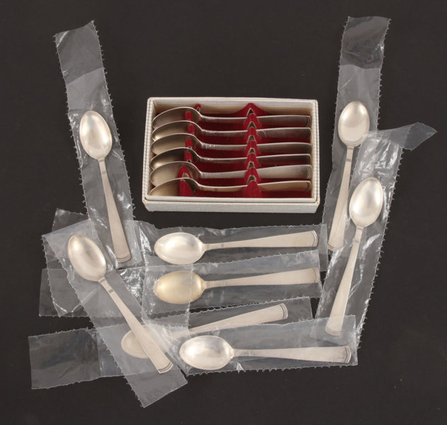 Kaffeskedar 14st, silver, "Rosenholm", Jacob Ängman för GAB