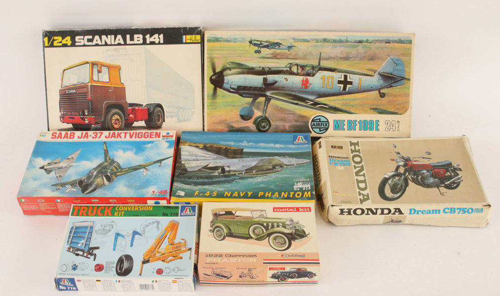 Byggsatser 7st, Heller, Airfix, m.m.