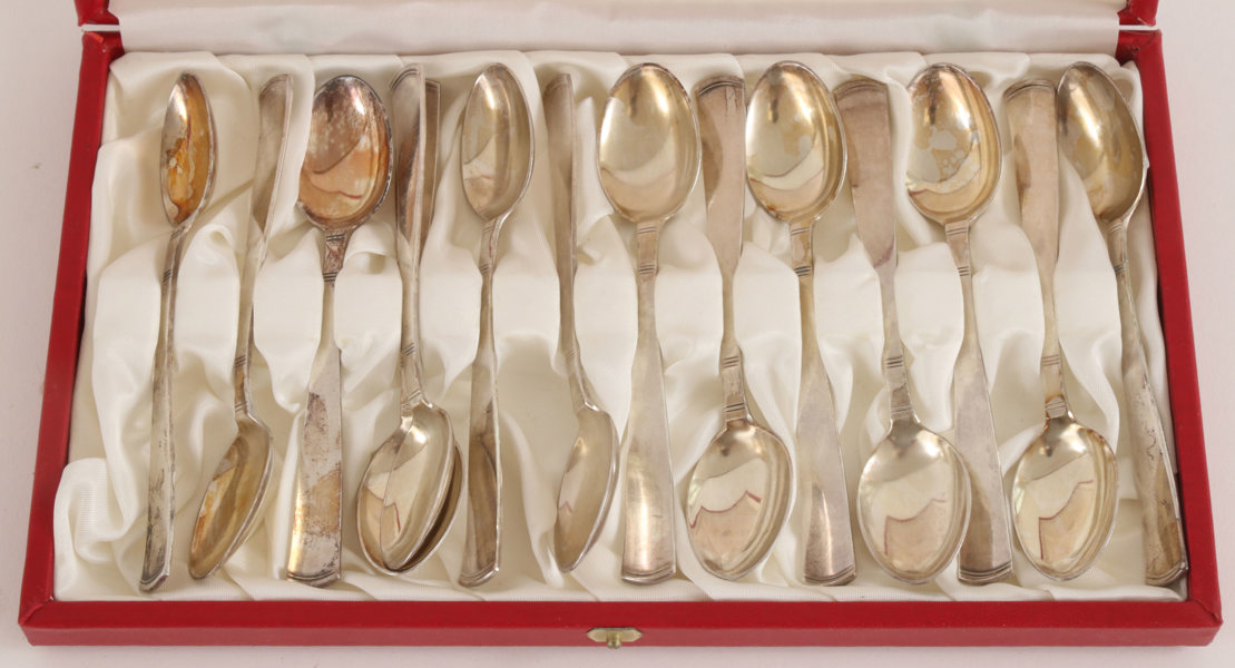 Kaffeskedar 14st, silver, "Rosenholm", Jacob Ängman för GAB