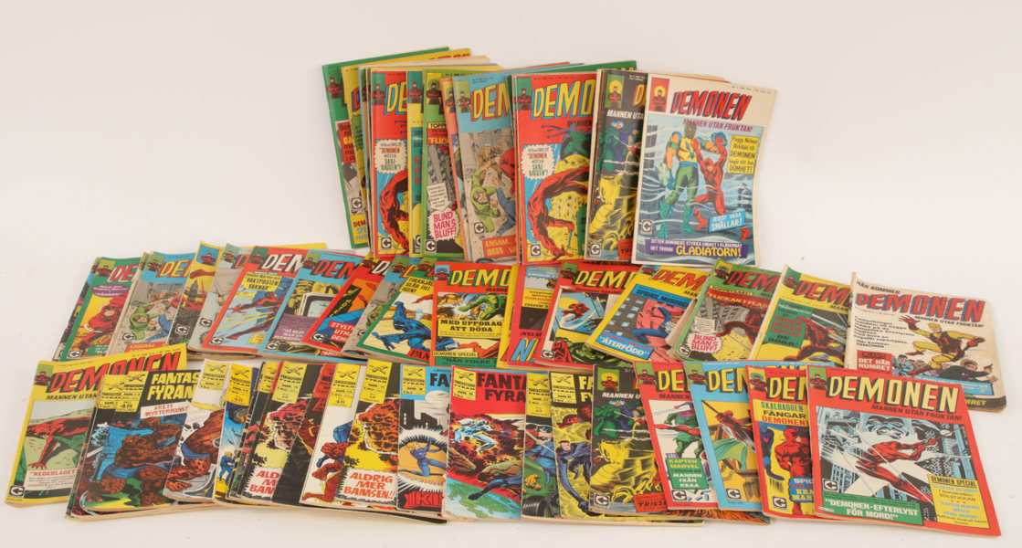 Parti serietidningar, Demonen samt Fantastiska Fyran, mestadels 1960-tal