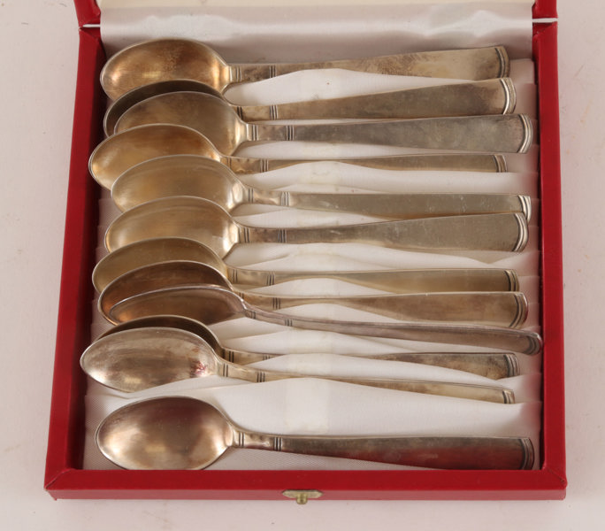 Kaffeskedar 12st, silver, "Rosenholm", Jacob Ängman för GAB