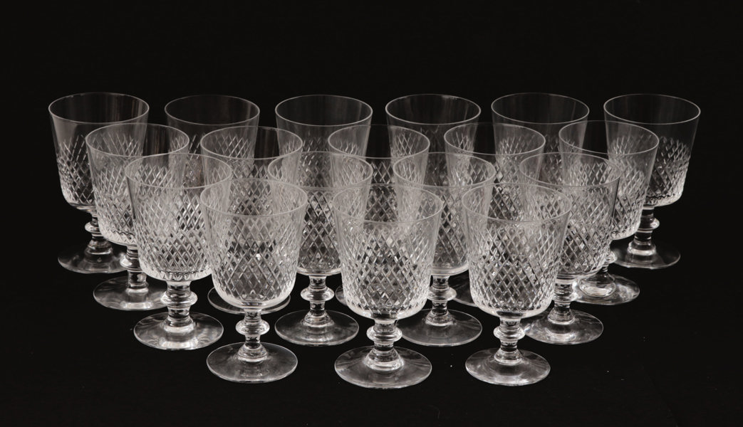 Vinglas 18st, "Diamant", Vicke Lindstrand för Kosta