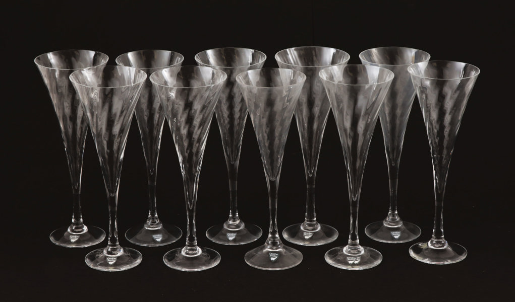 Champagneglas 10st, "Helena", Gunnar Cyrén för Orrefors