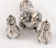 Socker-, salt- och pepparruska, silver, rokokostil, 1900-tal