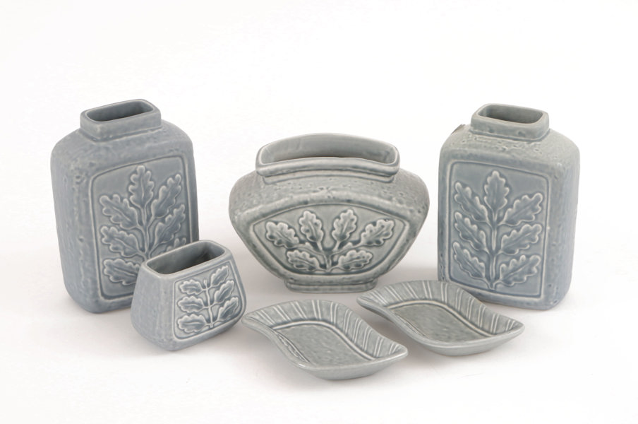 Stengods 6 delar, "Eklöv", Gunnar Nylund för Rörstrand