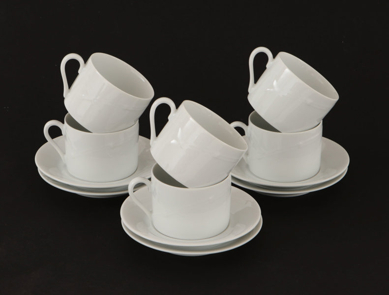 Kaffekoppar med fat 6st, "Bamboo White", Gustavsberg