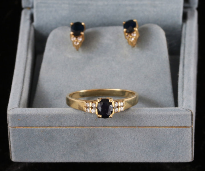 Ring och örhängen ett par, 14k