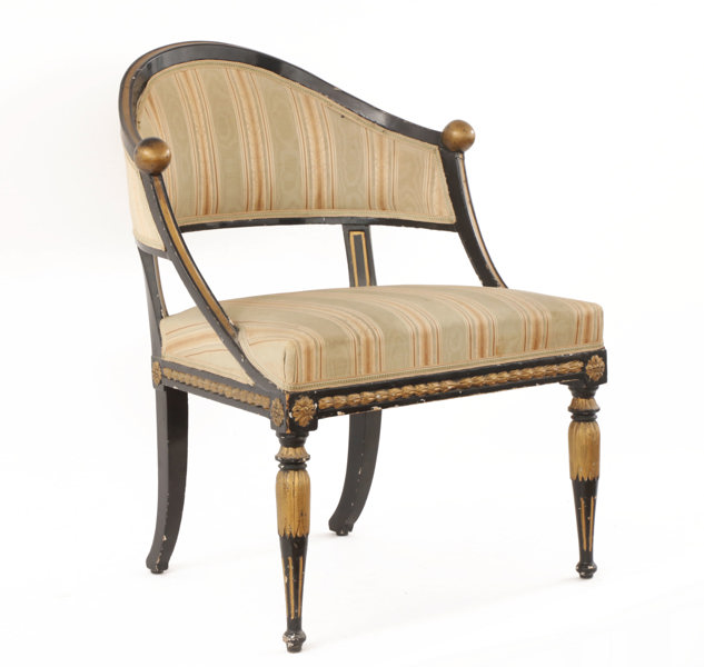 Baljfåtölj, sengustaviansk, omkring år 1800