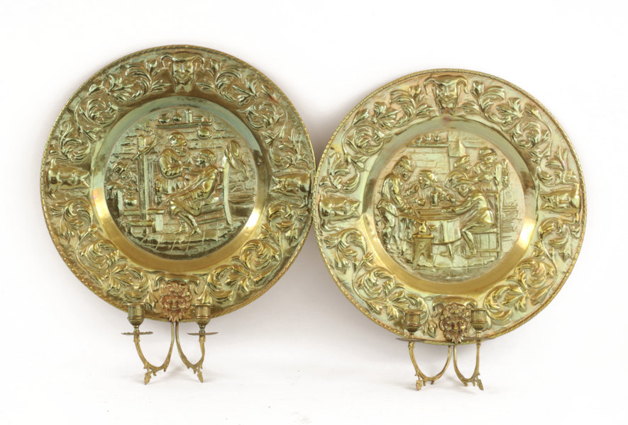 Ljusplåtar ett par, barockstil, 1800-talets slut