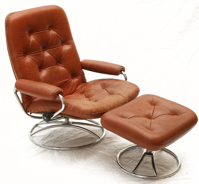 Fåtölj med fotpall, Ekornes, Norge, 1900-talets andra hälft