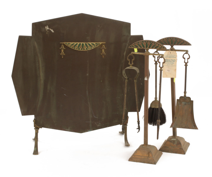 Brasskärm med ställ 2st, William Doyle Galleries, New York, 1900-talets början