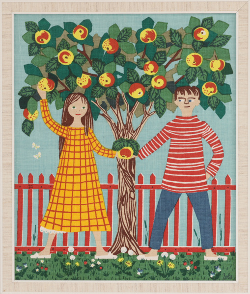 Textilt handtryck, "Adam och Eva", Jobs, Leksand