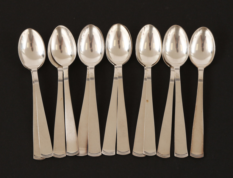 Kaffeskedar 13st, silver, "Rosenholm", Jacob Ängman för GAB