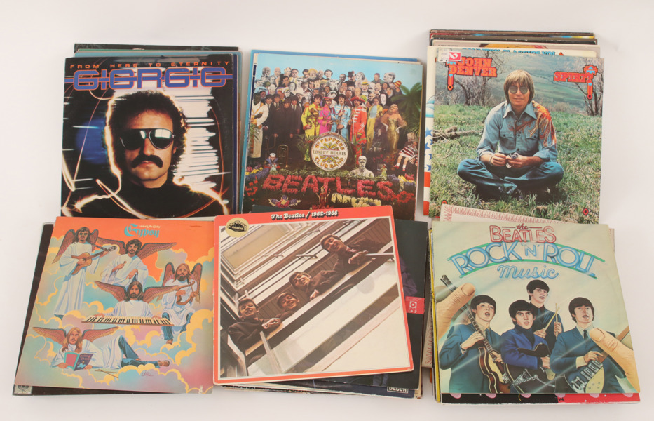 Parti LP-skivor, bl.a. The Beatles