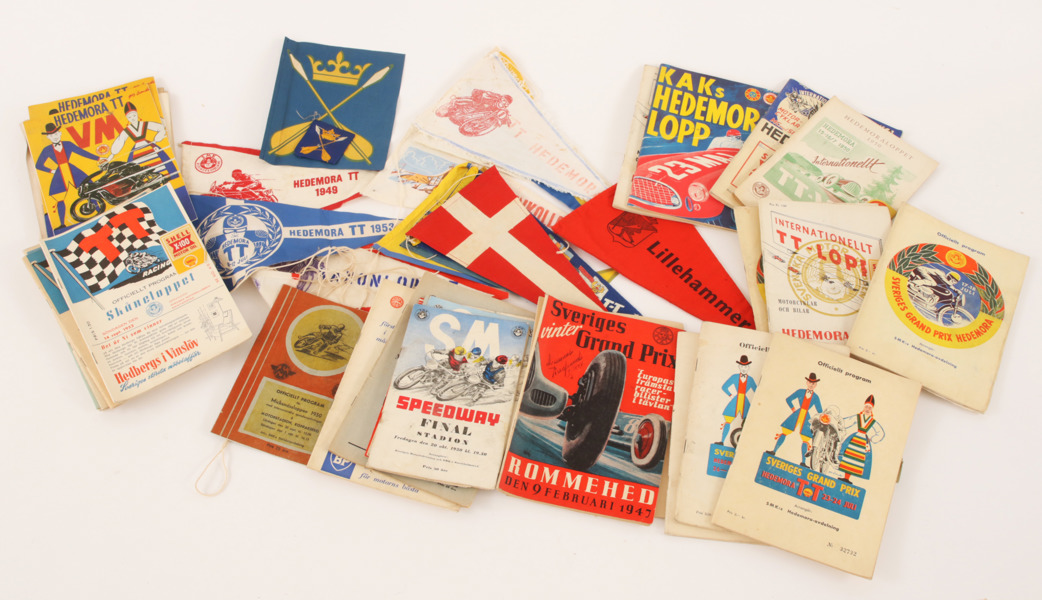 Parti motorsportskuriosa, m.m., mestadels 1940/50-tal