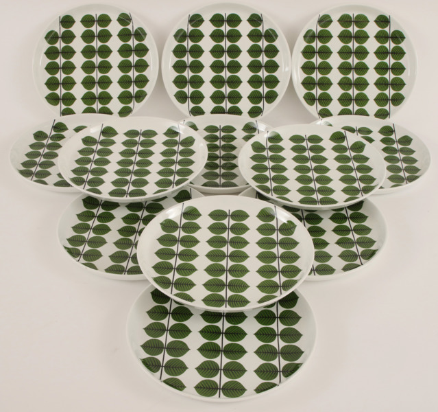 Mattallrikar 12st, "Berså", Stig Lindberg för Gustavsberg