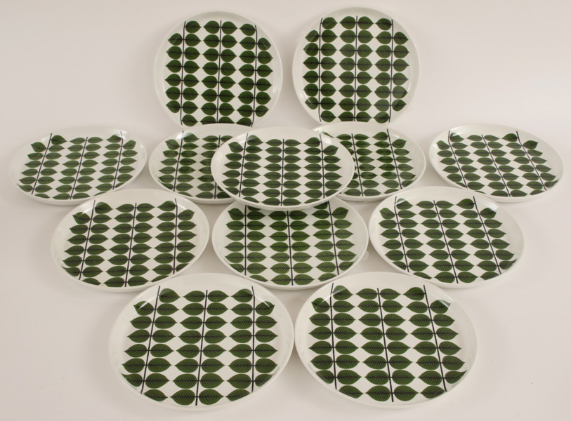 Förrättstallrikar 12st, "Berså", Stig Lindberg för Gustavsberg