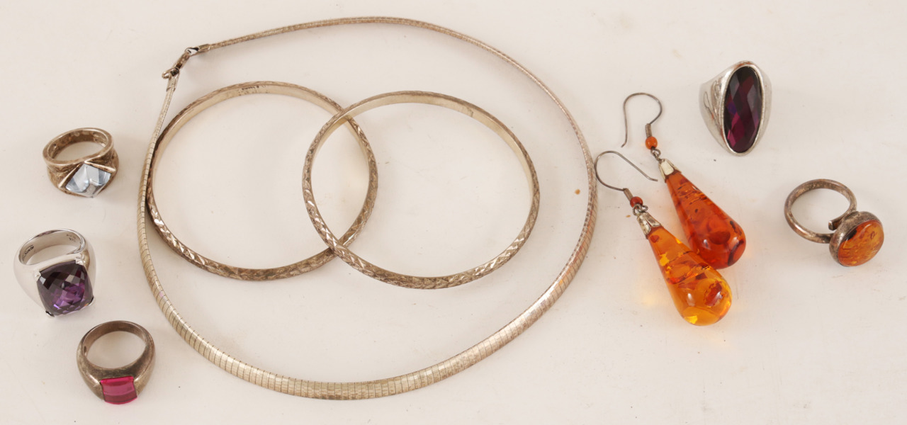 Smycken 10 delar, mestadels silver