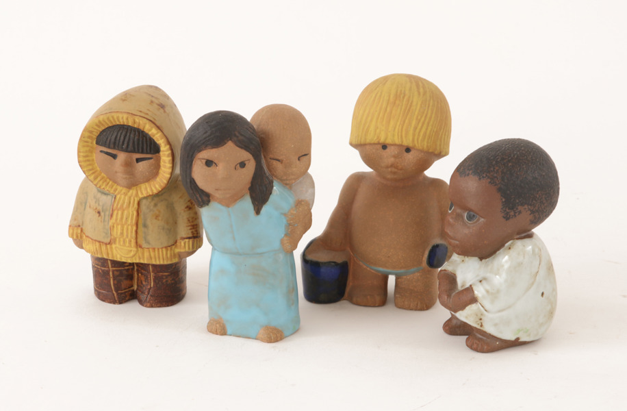 Figuriner 4st, "All världens barn", Lisa Larson för Gustavsberg